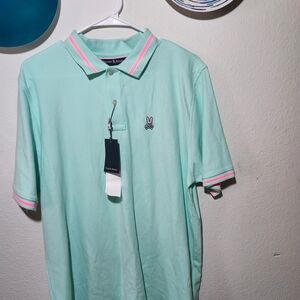 Psycho Bunny Light Green Polo with Pink Accents